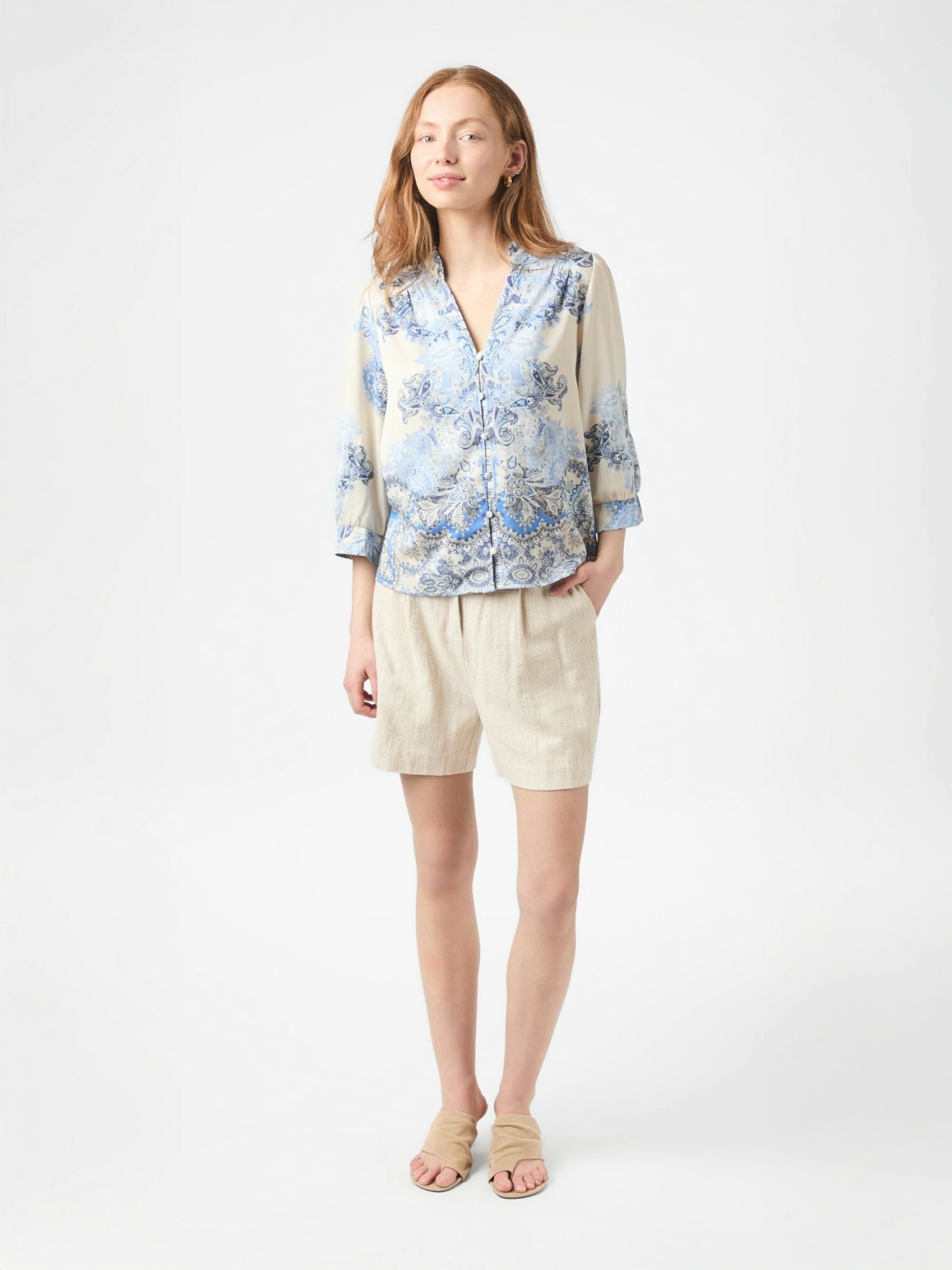 ROSELLE PAISLEY BLÅ TOP