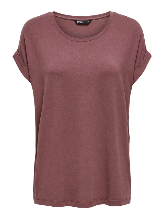 ONLMOSTER S/S O-NECK TOP BRUN